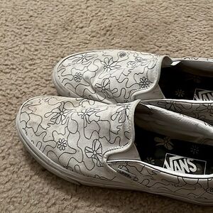 Vans white floral paint your own shoe